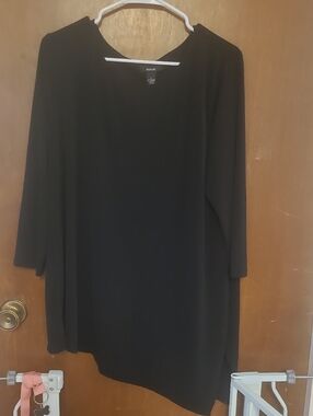 Alfani Black Long Sleeve Top - Stretch Knit
